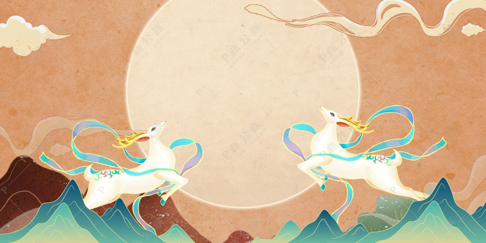 复古中国风敦煌神话动物壁画背景