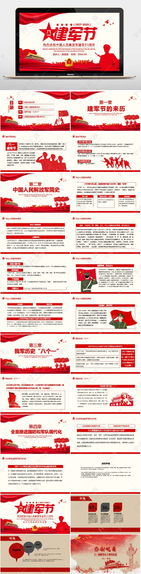 八一建军节热烈庆祝中国人民解放军建军93周年动态PPT模板