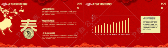 中国风恭贺新春鼠年大吉年终总结汇报PPT模板